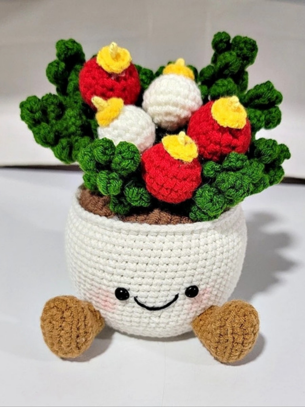 Handmade Crochet plant with Xmas bells